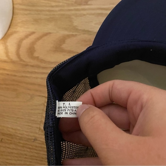 Vintage Atlanta Patch Snap Back Hat Mesh Trucker Georgia City Navy Blue - Picture 10 of 11